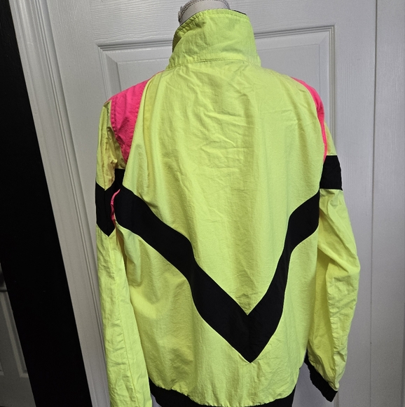 Vintage 1990s Dual Control neon florescent yellow windbreaker jacket - Picture 5 of 6